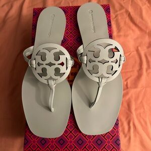 Leather Tory Burch sandals with hard bottoms